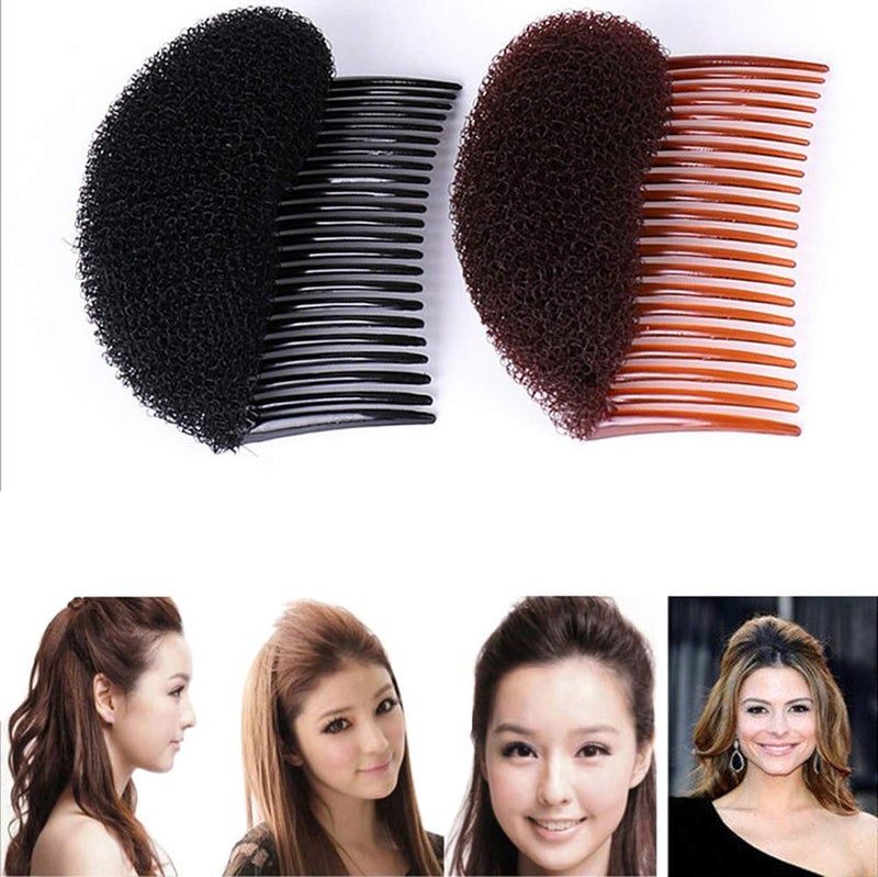 NaRaMax 2PCS Hair Clip with Sponge Base Inserts, Bump It Up Pads, Bun Maker, Styling Accessories, Charming Comb Braid Tool (Brown) - Image 3